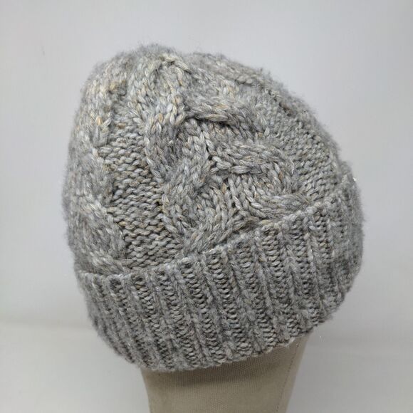 Time & Tru Women's Knit Beanie Hat Gray Tan One Size Fleece Lined - Picture 5 of 10